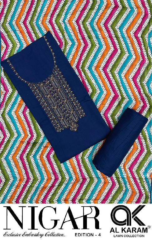 Al Karam Nigar Vol-4 Wholesale Embroidery Cotton Dress Material