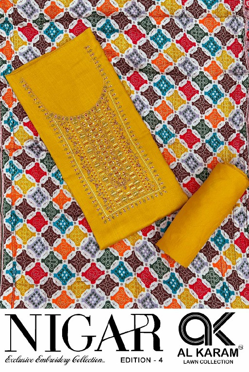 Al Karam Nigar Vol-4 Wholesale Embroidery Cotton Dress Material