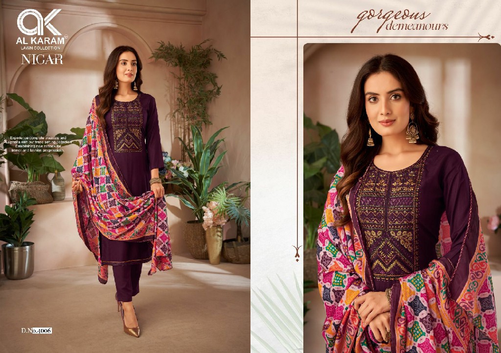 Al Karam Nigar Vol-4 Wholesale Embroidery Cotton Dress Material