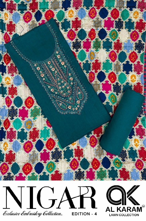 Al Karam Nigar Vol-4 Wholesale Embroidery Cotton Dress Material