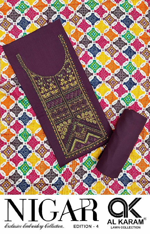 Al Karam Nigar Vol-4 Wholesale Embroidery Cotton Dress Material
