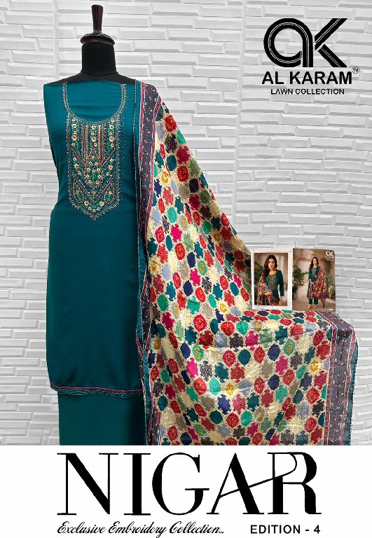 Al Karam Nigar Vol-4 Wholesale Embroidery Cotton Dress Material