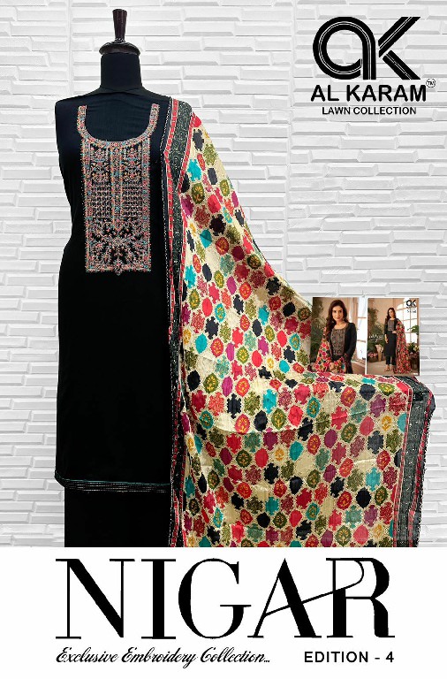 Al Karam Nigar Vol-4 Wholesale Embroidery Cotton Dress Material