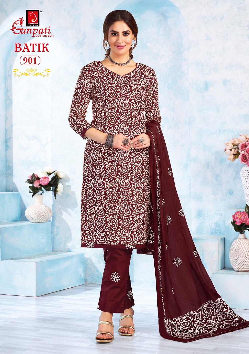 Ganpati Batik With Pant Vol-9 Wholesale Readymade Cotton Printed Dress