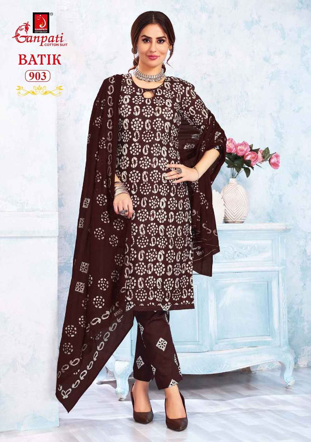Ganpati Batik With Pant Vol-9 Wholesale Readymade Cotton Printed Dress