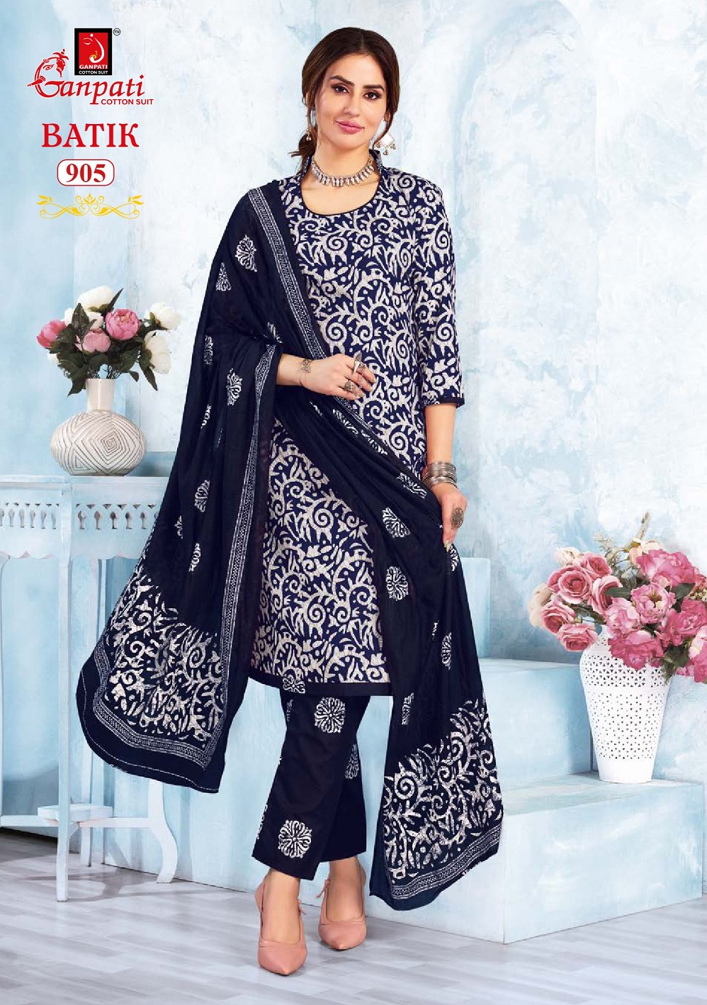 Ganpati Batik With Pant Vol-9 Wholesale Readymade Cotton Printed Dress