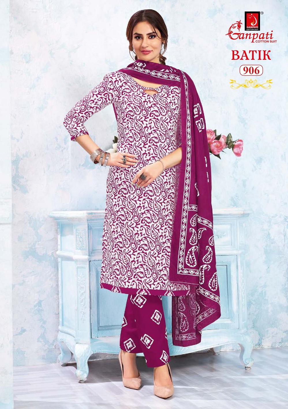 Ganpati Batik With Pant Vol-9 Wholesale Readymade Cotton Printed Dress