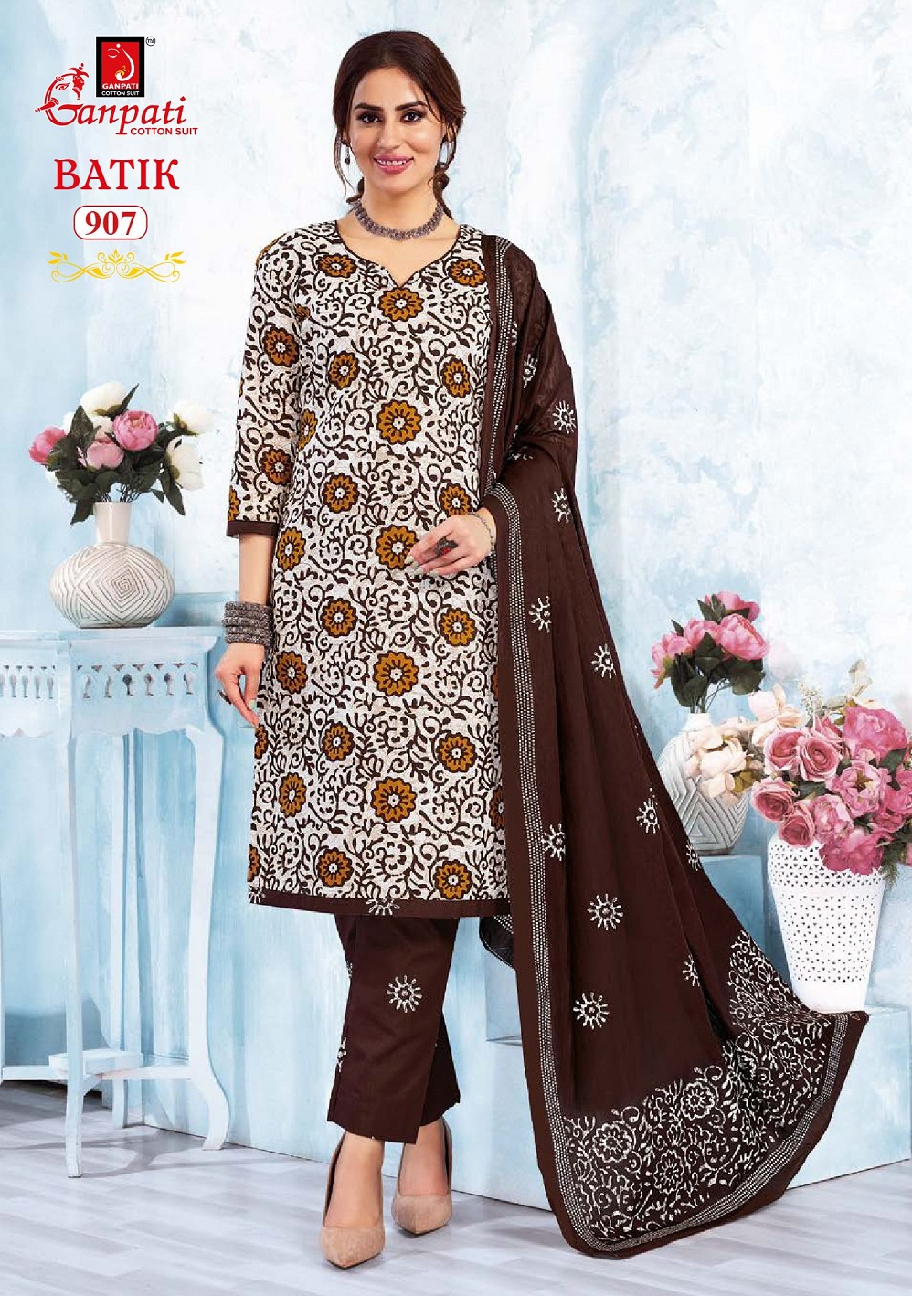 Ganpati Batik With Pant Vol-9 Wholesale Readymade Cotton Printed Dress