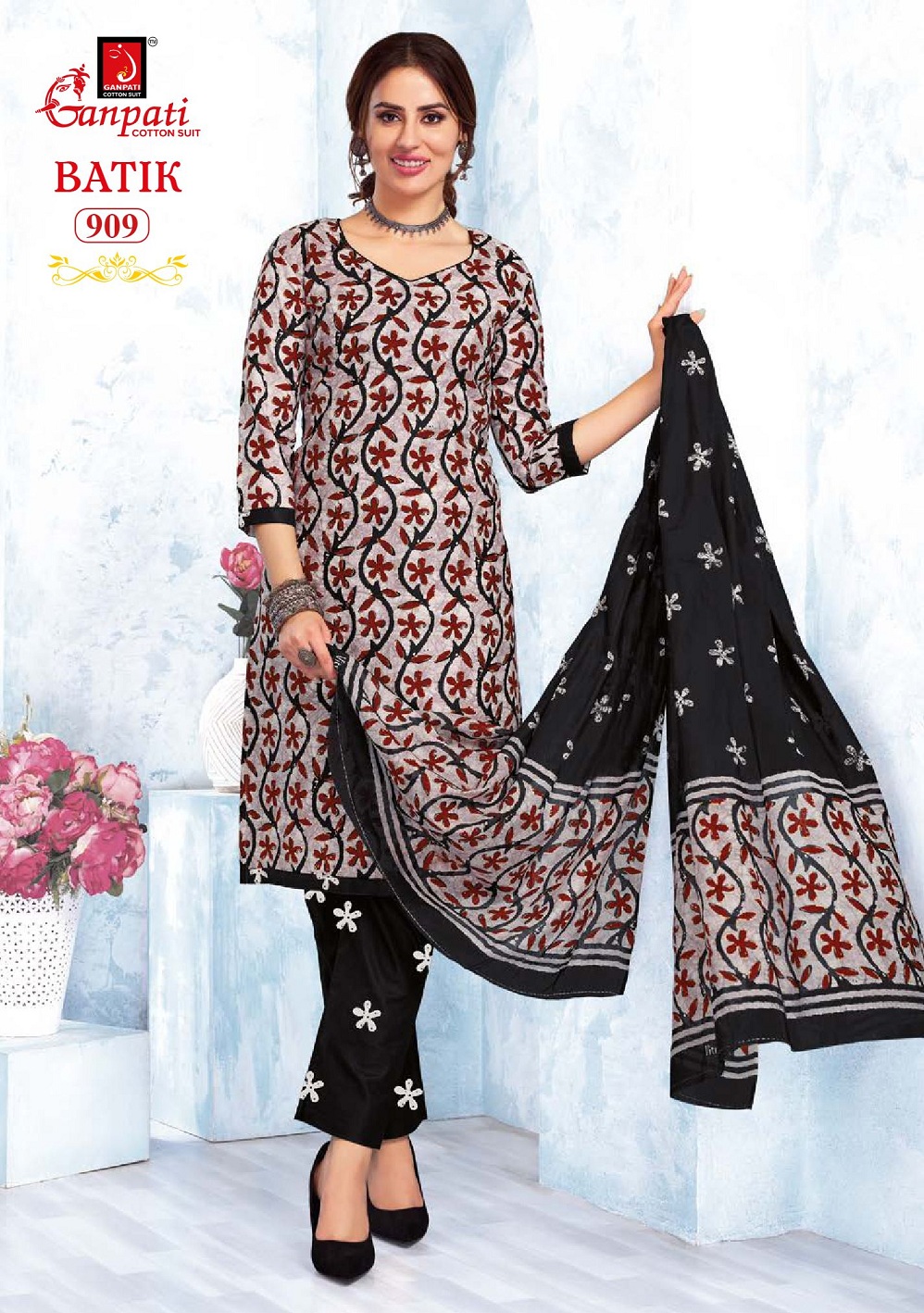 Ganpati Batik With Pant Vol-9 Wholesale Readymade Cotton Printed Dress