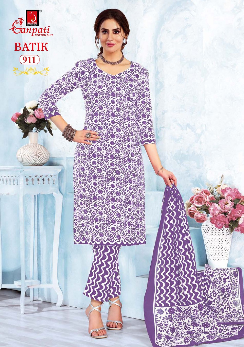 Ganpati Batik With Pant Vol-9 Wholesale Readymade Cotton Printed Dress