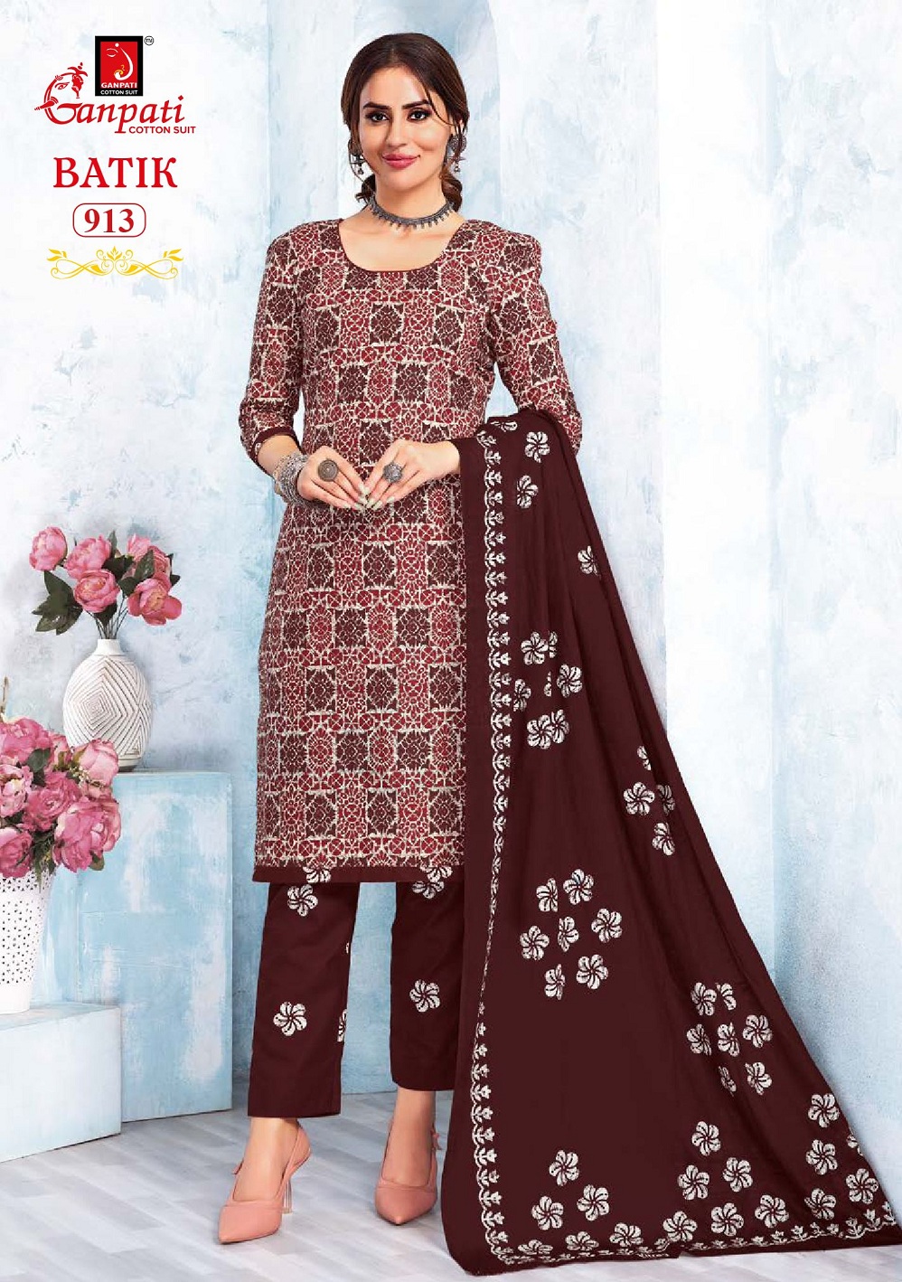 Ganpati Batik With Pant Vol-9 Wholesale Readymade Cotton Printed Dress