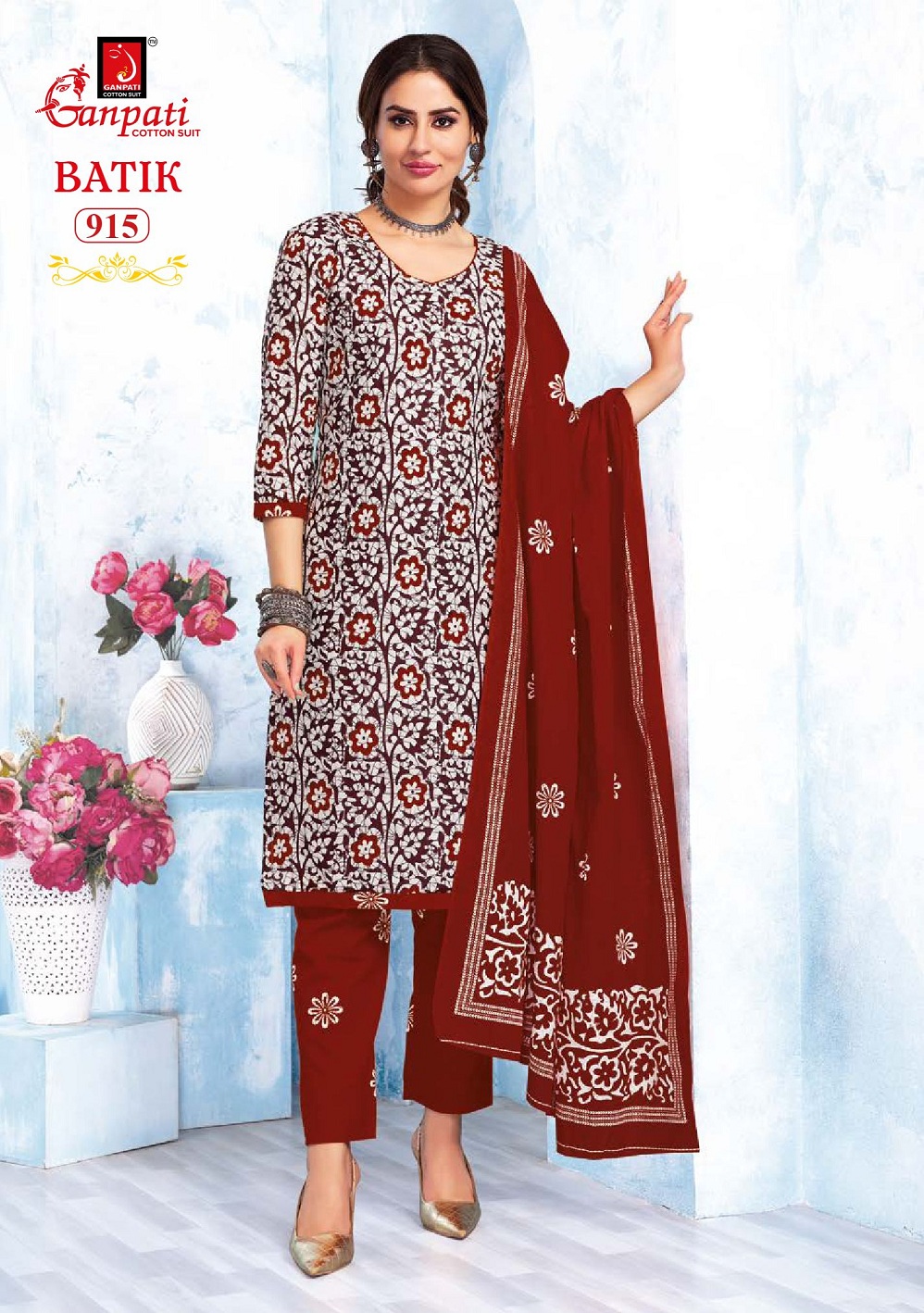 Ganpati Batik With Pant Vol-9 Wholesale Readymade Cotton Printed Dress
