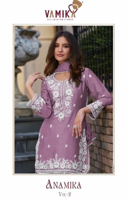 vamika anamika vol 2 chinon fully stitch designer sharara style 3pcs dress