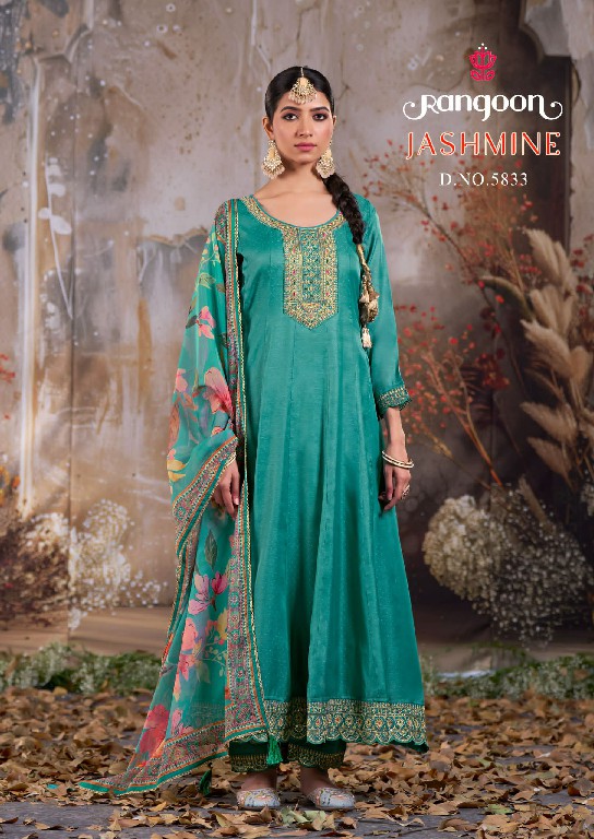 Rangoon Jashmine Wholesale Silk Butti Flair Top With Bottom And Dupatta