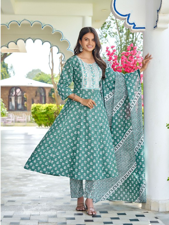 Premnath Pitambri Wholesale Pure Cotton Anarkali 3 Piece With Cotton Dupatta Suits