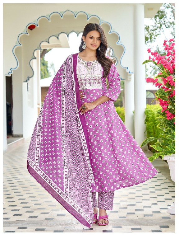 Premnath Pitambri Wholesale Pure Cotton Anarkali 3 Piece With Cotton Dupatta Suits