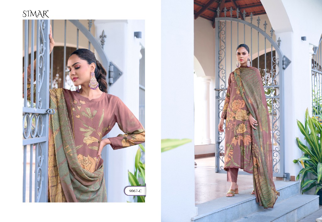 Glossy Simar Sohni Wholesale Pure Viscose Muslin With Hand Work Salwar Suits