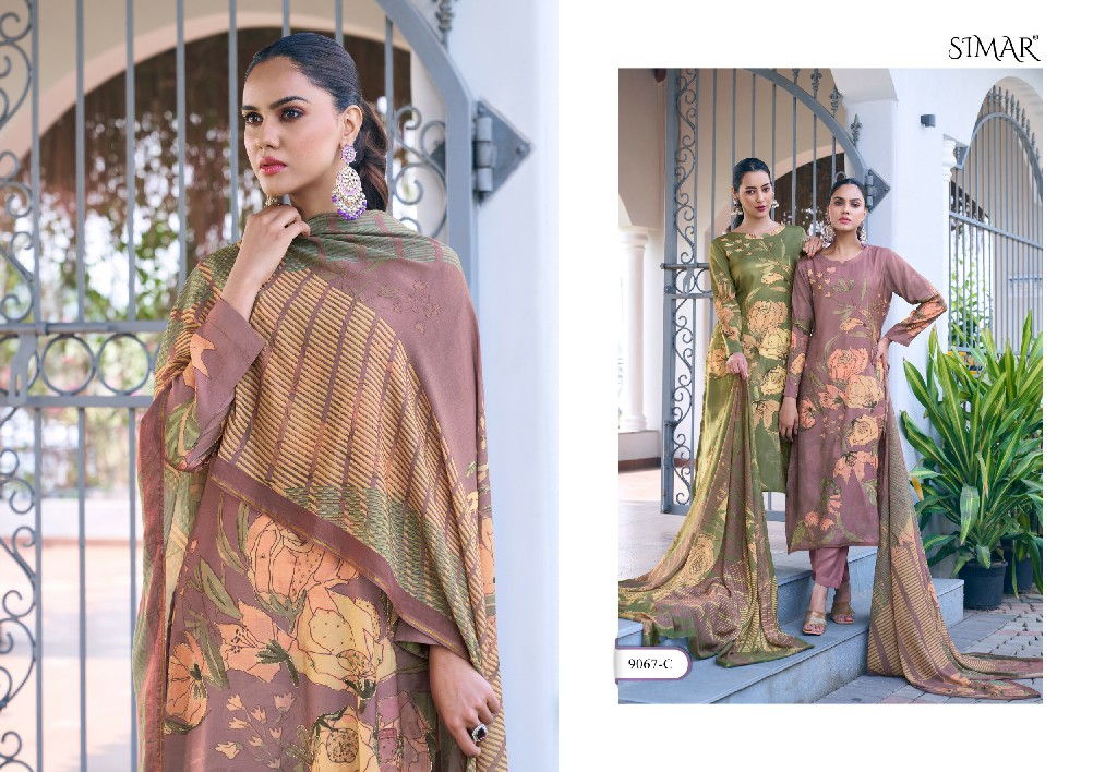 Glossy Simar Sohni Wholesale Pure Viscose Muslin With Hand Work Salwar Suits