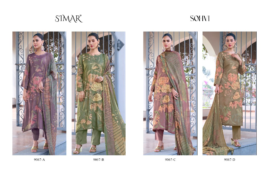 Glossy Simar Sohni Wholesale Pure Viscose Muslin With Hand Work Salwar Suits