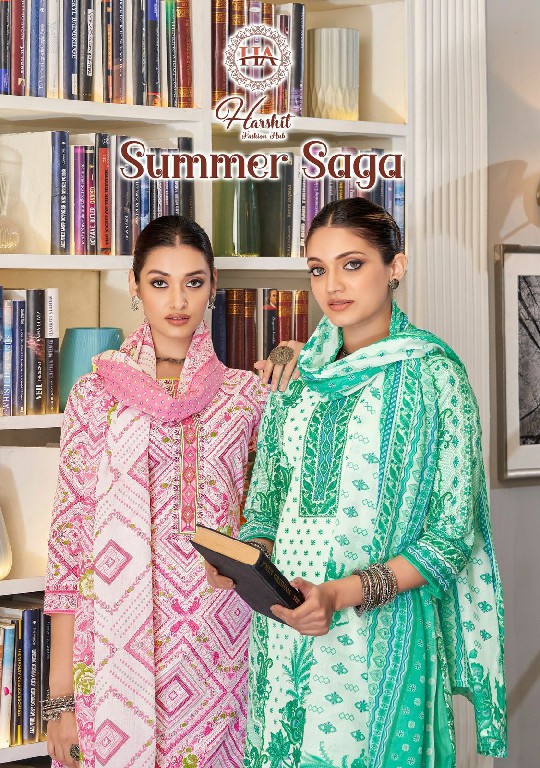 Harshit Summer Saga Wholesale Pure Cotton With Swarovski Diamond Work Dress Material