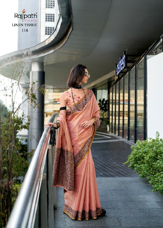 blackberry by rajpath linen tissue silk elegant style saree supplier