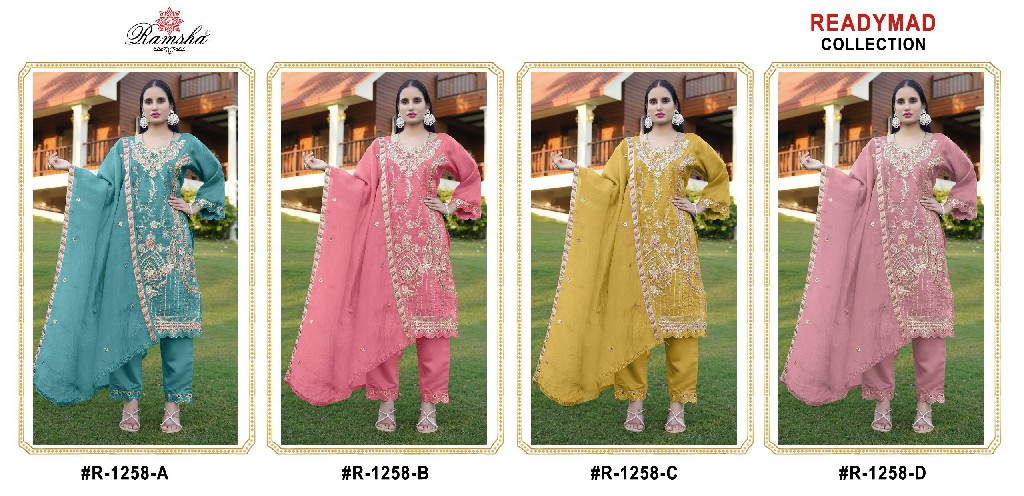 Ramsha R-1258 Wholesale Readymade Indian Pakistani Salwar Suits