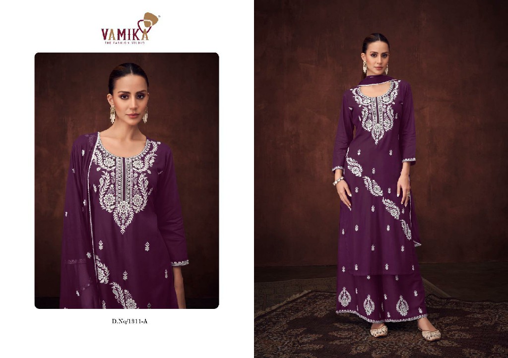 Vamika Mulberry Vol-1 Wholesale Heavy Viscose Rayon With Work Kurti With Pant And Dupatta