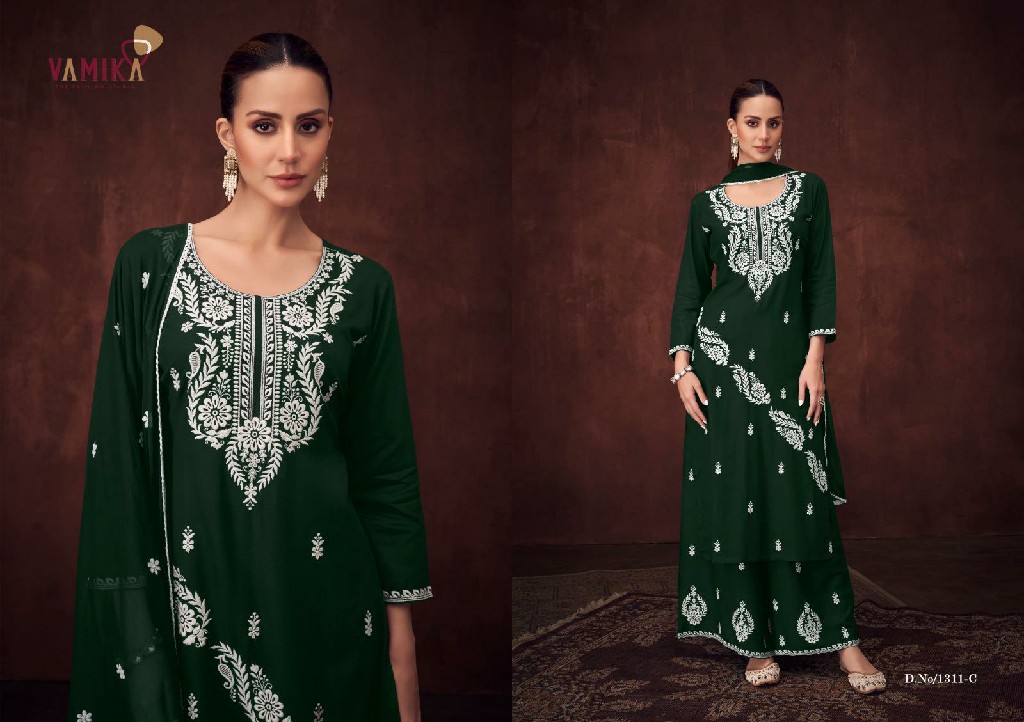 Vamika Mulberry Vol-1 Wholesale Heavy Viscose Rayon With Work Kurti With Pant And Dupatta