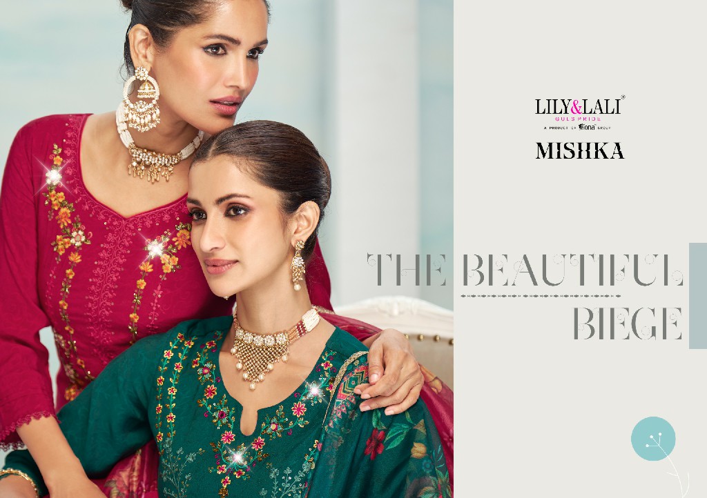 Lily And Lali Mishka Wholesale Embroidery And Handwork Kurti With Pant And Dupatta
