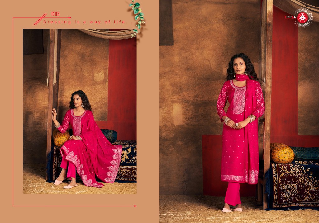 Triple AAA Ria Vol-3 Wholesale Muslin Lucknowi Work Dress Material