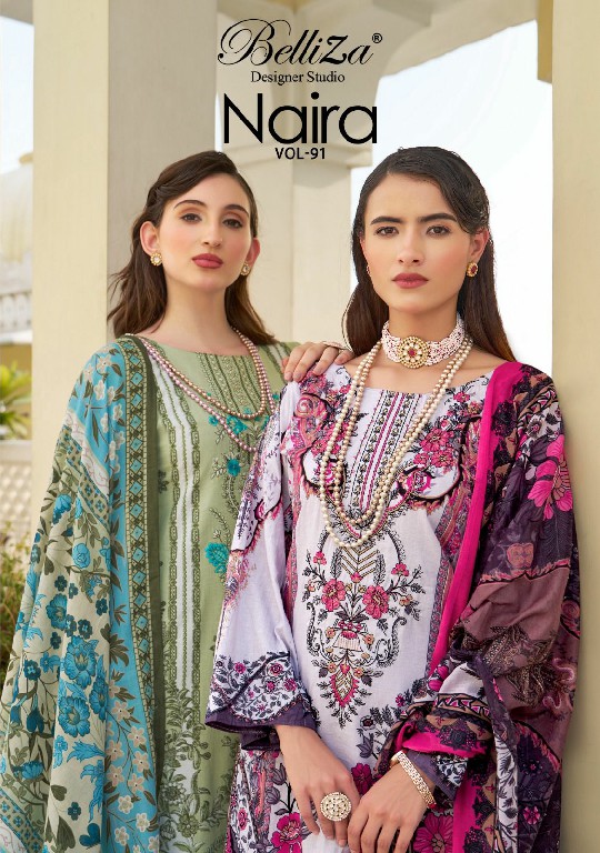 belliza designer naira vol 91 cotton digital prints salwar kameez