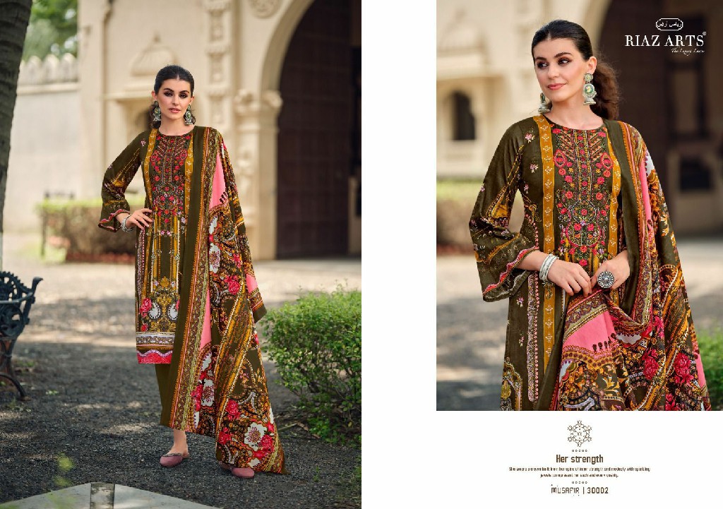 Riaz Arts Musafir Vol-19 Wholesale Pure Karachi Lawn With Embroidery Work Dress Material
