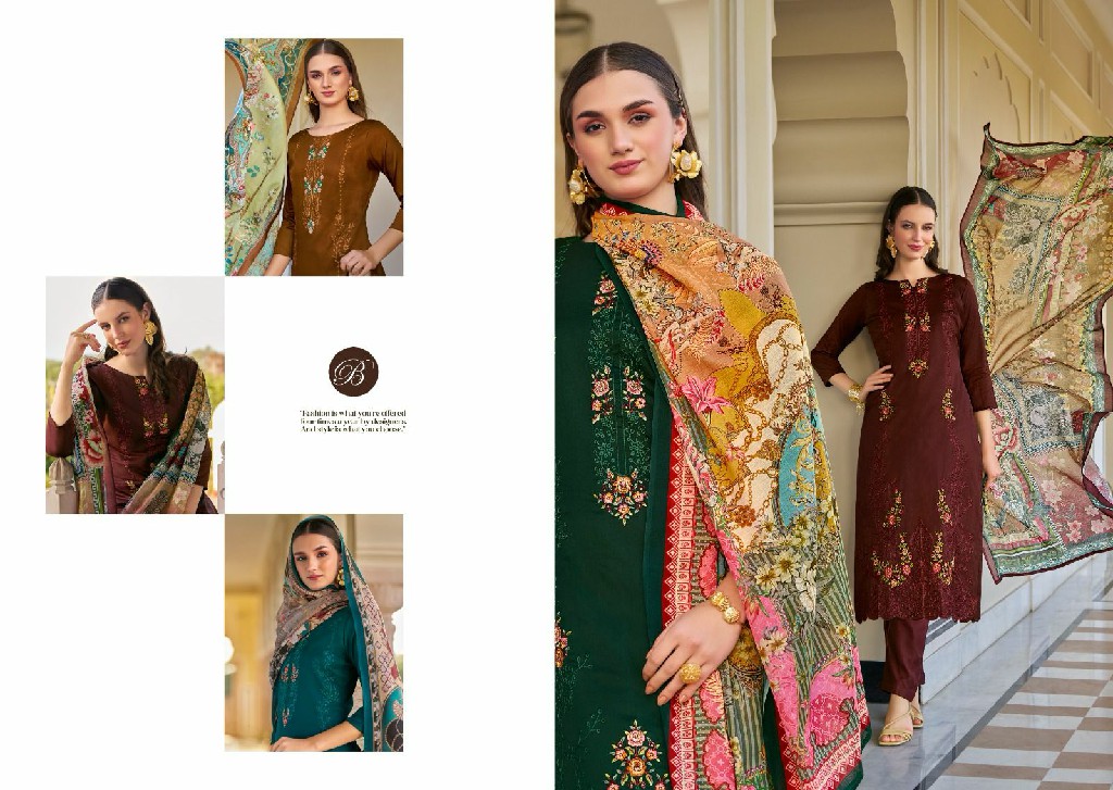 Belliza Zarqash Vol-3 Wholesale Pure Heavy Jam With Designer Work Dress Material