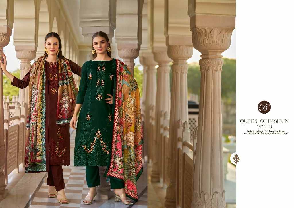 Belliza Zarqash Vol-3 Wholesale Pure Heavy Jam With Designer Work Dress Material