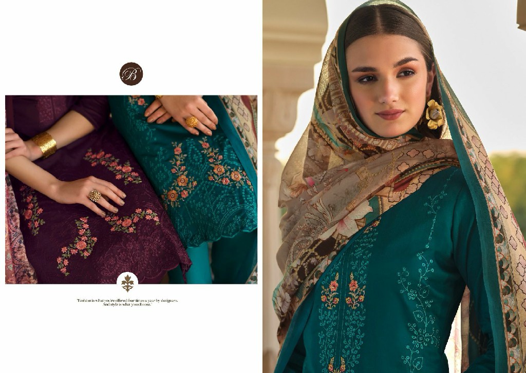 Belliza Zarqash Vol-3 Wholesale Pure Heavy Jam With Designer Work Dress Material