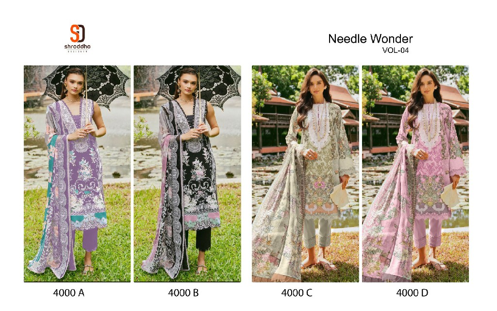 needle wonder vol 4 by shraddha designer cotton classic unstitch suits
