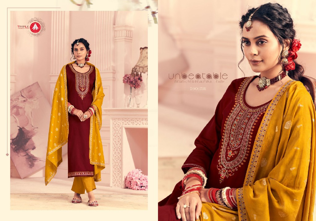 Triple AAA Herisha Vol-2 Wholesale Jam Cotton With Work Dress Material