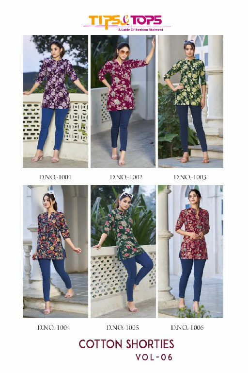 Tips And Tops Cotton Shorties Vol-6 Wholesale Premium Cotton Flex Print Short Tops