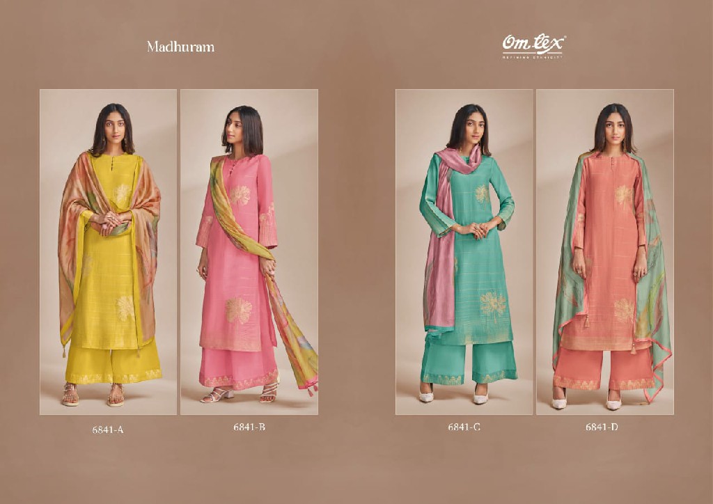 Omtex Madhuram Wholesale Pure Linen Jacquard With Handwork Suits