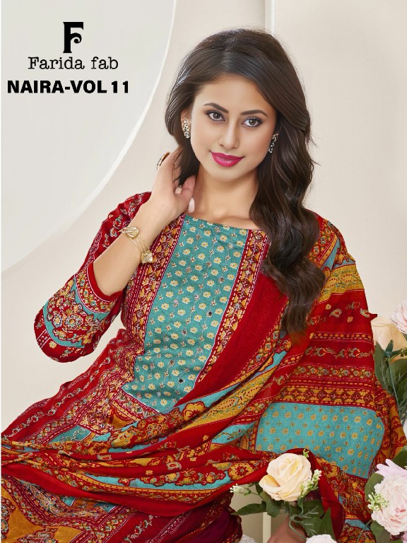 Farida Fab Naira Vol-11 Wholesale Pure Cotton With Digital Print Dress Material