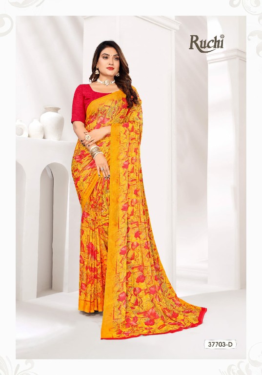 Ruchi Star Chiffon 177 Wholesale Chiffon Fabrics Printed Ethnic Sarees