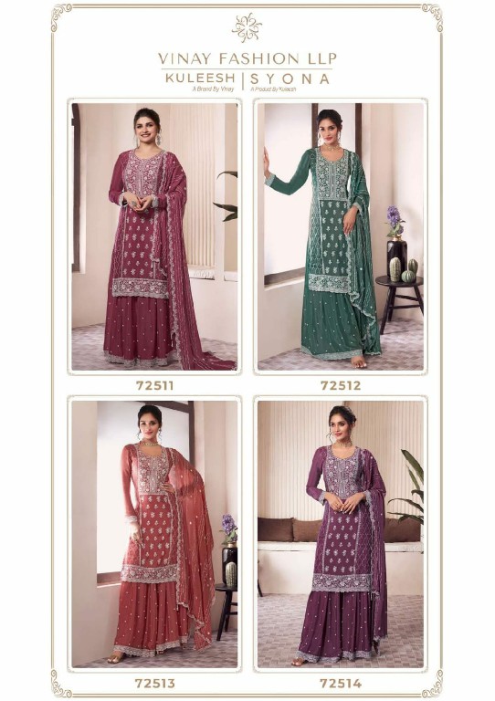 Vinay Kuleesh Syona Wholesale Thread Embroidery Chinon Sharara Pant Party Wear Suits