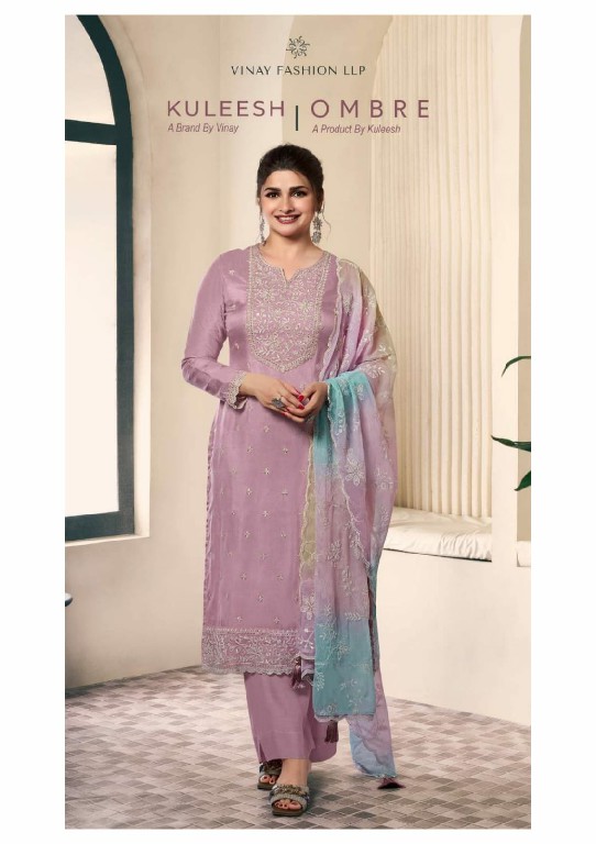 Vinay Kuleesh Ombre Wholesale Thread Emb Moonga Silk Straight Suits