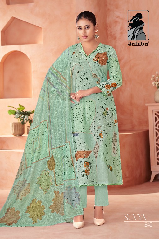 Sahiba Suvya Wholesale Pure Cotton Lawn With Hand Work Salwar Suits
