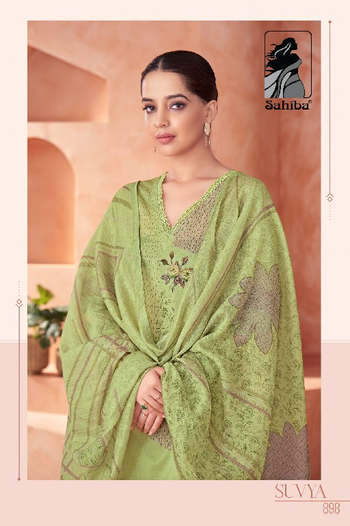 Sahiba Suvya Wholesale Pure Cotton Lawn With Hand Work Salwar Suits