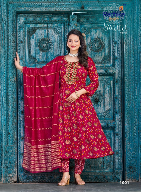 Radhika Lifestyle Swara Vol-1 Wholesale Flair Top With Pant And Dupatta