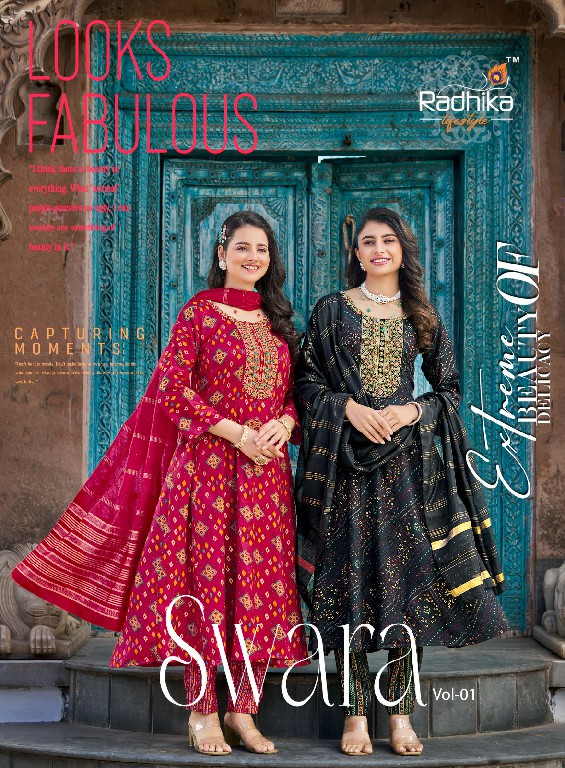 Radhika Lifestyle Swara Vol-1 Wholesale Flair Top With Pant And Dupatta