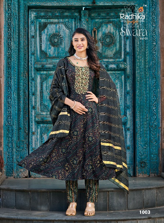 Radhika Lifestyle Swara Vol-1 Wholesale Flair Top With Pant And Dupatta