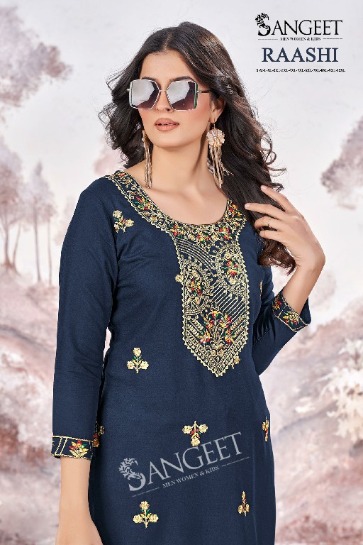 Sangeet Raashi Wholesale Rayon Fabrics Multi Sequence Work Long Kurtis