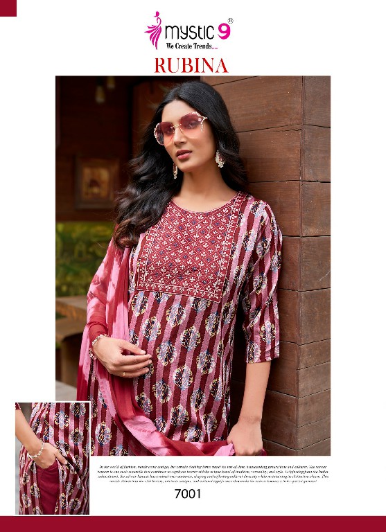 Mystic 9 Rubina Vol-7 Wholesale Straight Cut Kurti With Pant And Dupatta